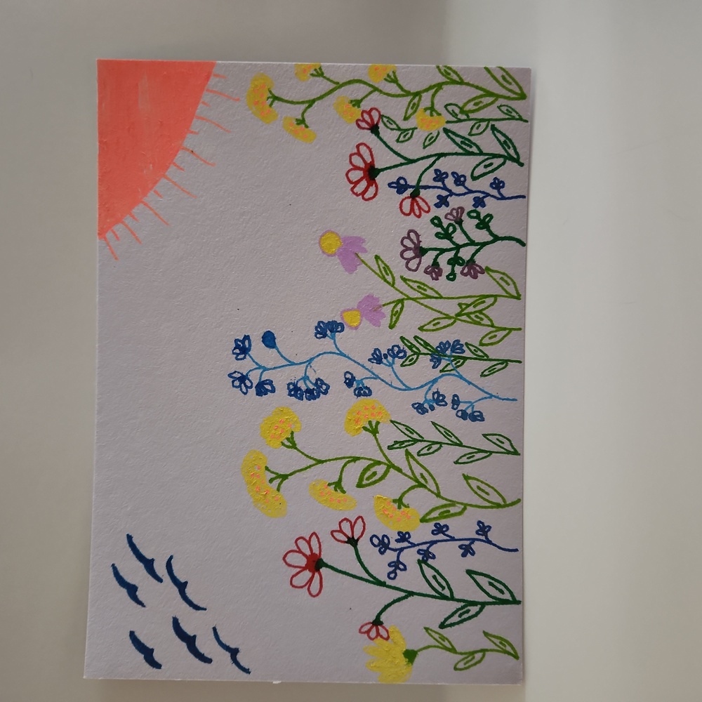 Handmade Sunny Wildflower Watercolor Art